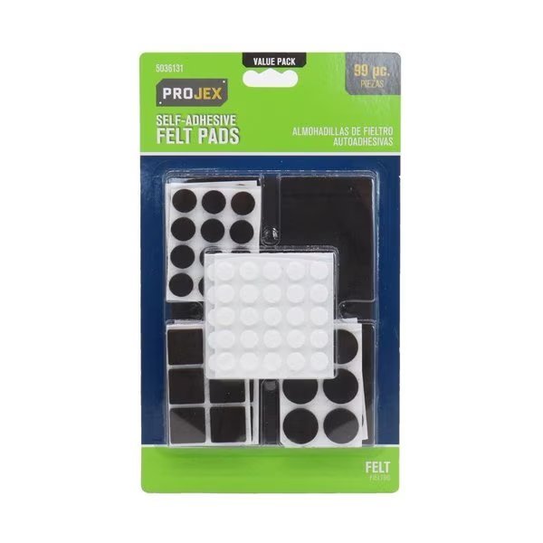 Felt Self Adhesive Surface Pad Brown Assorted 0 in. W 99 pk, Projex, Mfr#: P0100